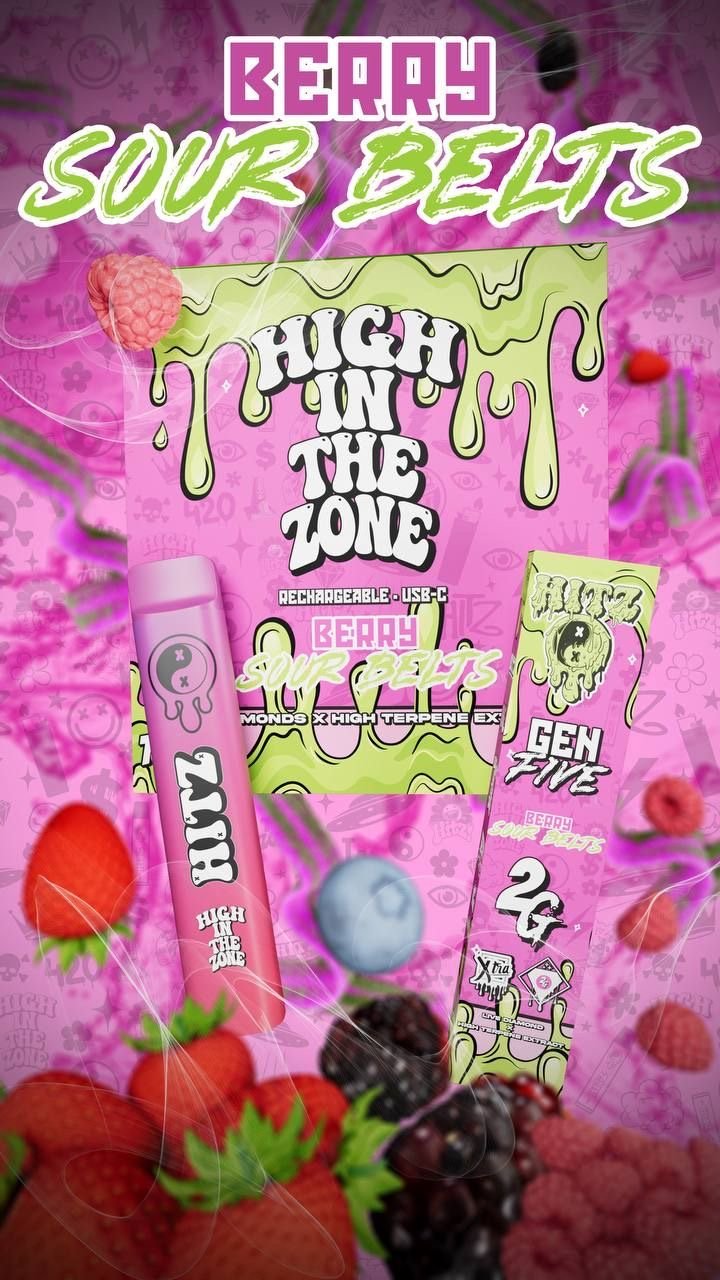 Hitz Berry Sour Belts 2G Disposable